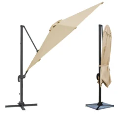 Parasol déporté molokai carré 3x3m beige + housse