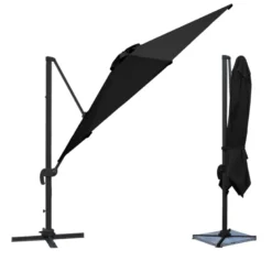 Parasol déporté molokai rectangulaire 3x4m noir + housse