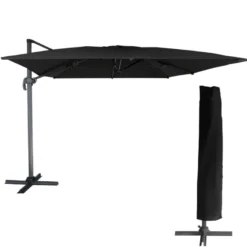 Parasol déporté molokai rectangulaire 3x4m noir + housse