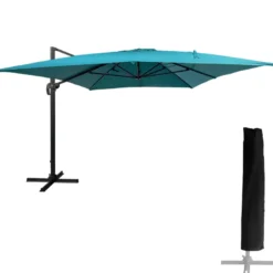 Parasol déporté molokai rectangulaire 3x4m bleu + housse
