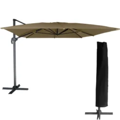 Parasol déporté molokai rectangulaire 3x4m taupe + housse