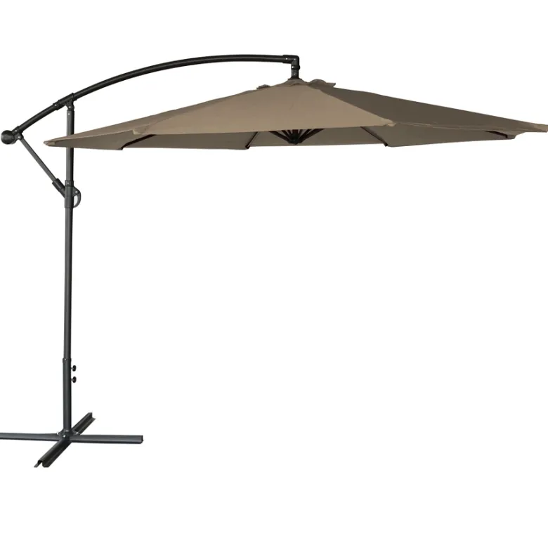 Parasol déporté oahu rond 3m de diamètre taupe