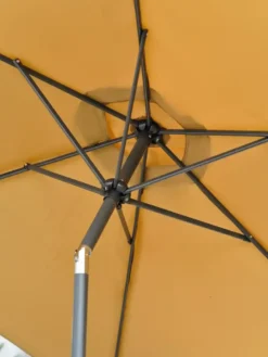 Parasol à manivelle en aluminium et toile - jaune moutarde