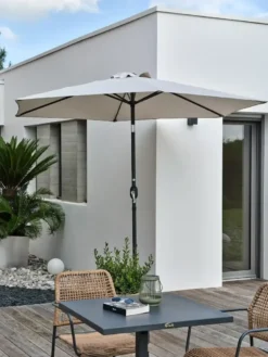 Parasol à manivelle en aluminium et toile - gris anthracite
