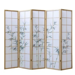 Paravent bois 5 pans bambou clair