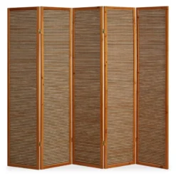 Paravent bois 5 pans bambou marron