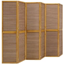 Paravent bois 6 pans bambou marron