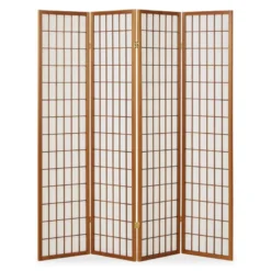 Paravent bois pans shoji marron pliable