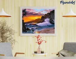 Peinture par numéro falaise et vagues