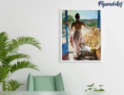 Peinture par numéro femme à sa fenêtre
