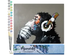 Peinture par numéro singe casque audio