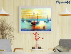 Peinture par numéro voiliers au port