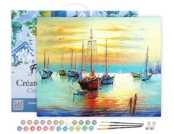 Peinture par numéro voiliers au port