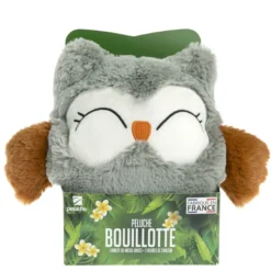 Peluche bouillotte chouette grise