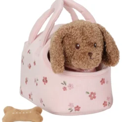 Peluche chien avec sac de transport jackie