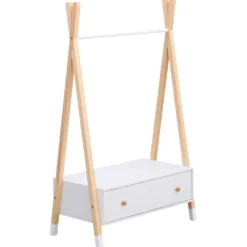 Penderie pour enfant bois et blanche avec tiroir lou