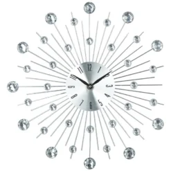 Pendule alu strass ø33cm