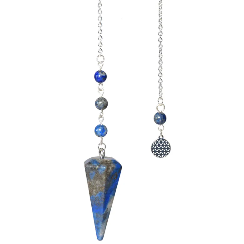 Pendule hexagonal lapis lazulli fleur