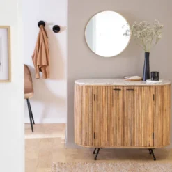 Petit buffet en bois et terrazzo