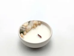 Petite bougie fleurs séchées fleur de lin
