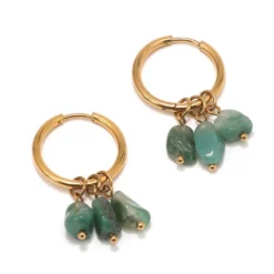 Petites créoles dorées Agate verte