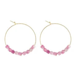 Petites créoles tourmaline rose & or
