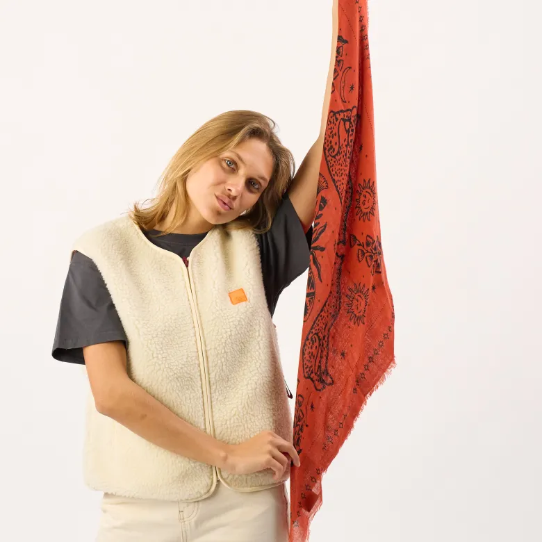 Petit foulard en laine sacha rouge Brique