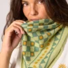 Petit foulard femme en coton romane vert Vert