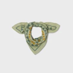 Petit foulard femme en coton romane vert Vert