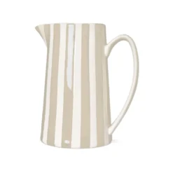 Pichet, carafe ou vase à rayures sables et blanches