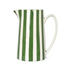 Pichet, carafe ou vase à rayures vertes et blanches