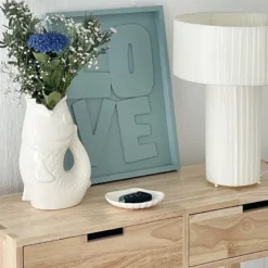 Pichet ou vase poisson blanc cassé en céramique