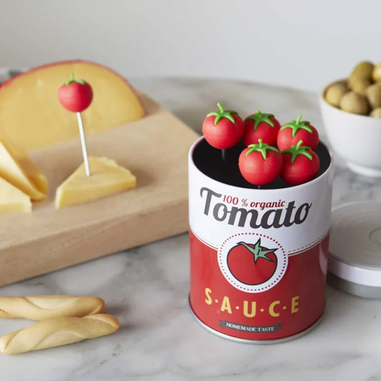 Pics apéritif tomates cerises et leur boîte Pop Art