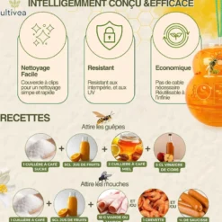 2 piège à guêpes frelons extérieur réutilisable orange