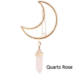 Pince à cheveux broche en quartz rose