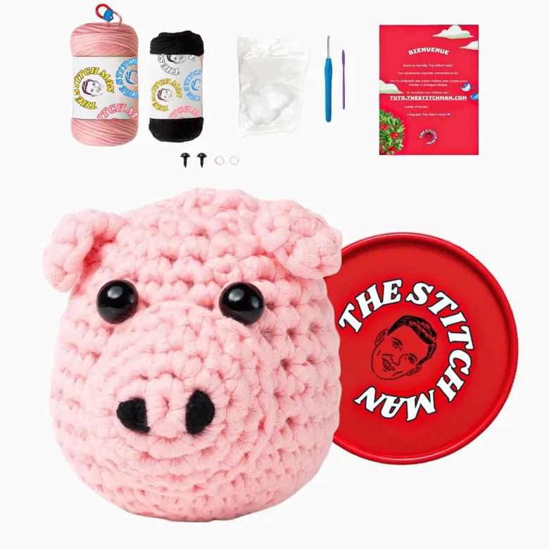 Pipo le cochon - kit crochet débutant avec vidéos - accessible à tous