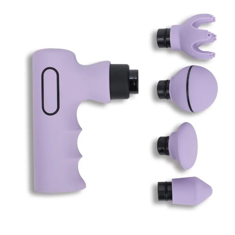 Pistolet de massage de voyage rechargeable têtes interchangeables Violet