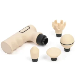 Pistolet de massage de voyage rechargeable têtes interchangeables Beige