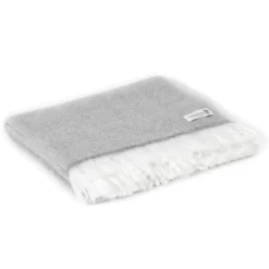 Plaid cachemire et laine gris souris