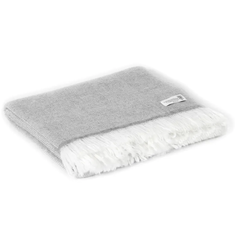 Plaid cachemire et laine gris souris