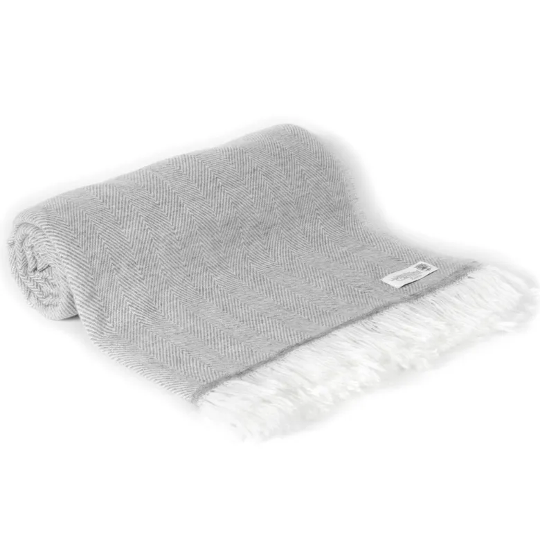 Plaid cachemire et laine gris souris