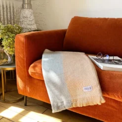 Plaid cachemire et laine gris et camel