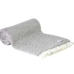 Plaid cachemire et laine gris souris