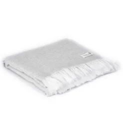Plaid cachemire et laine gris argent