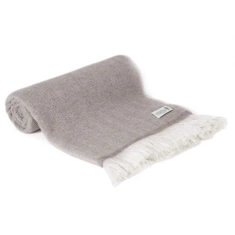 Plaid cachemire et laine marron glacé