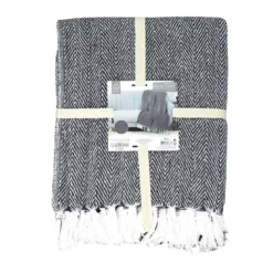Plaid imprimé géométrique avec franges