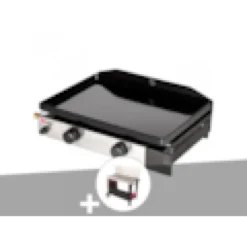Plancha gaz 2 brûleurs solia 200 - somagic + chariot plancha en métal salvia