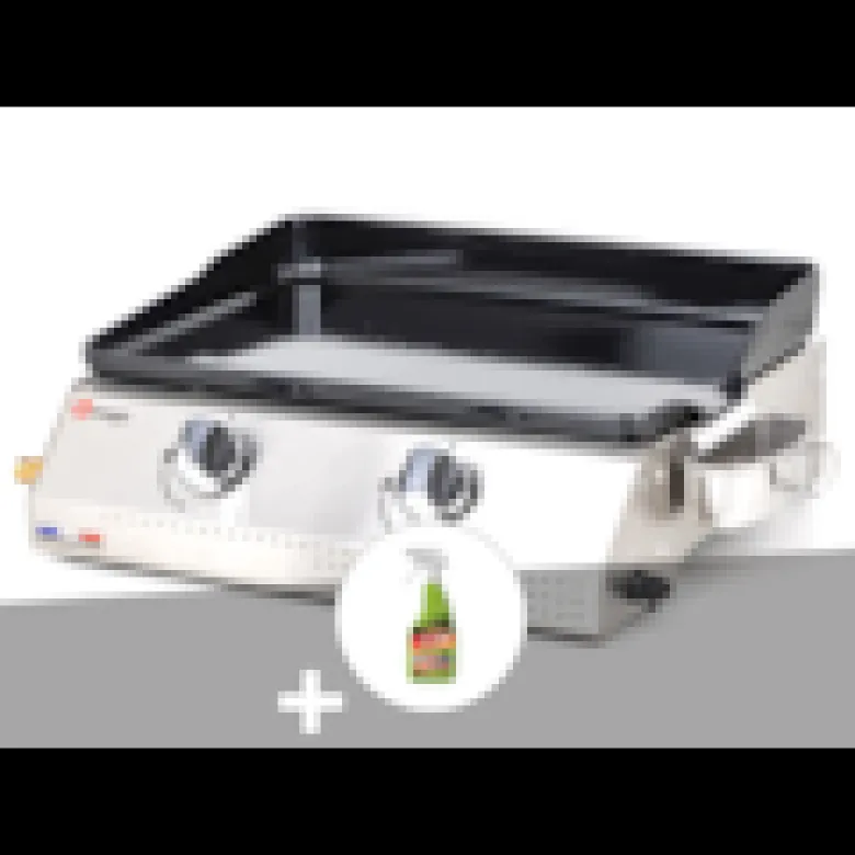 Plancha gaz 2 brûleurs vera 200 - somagic + dégraissant plancha