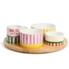 Plateau apéritif en bois et ses 6 coupelles en porcelaine Dolce Vita