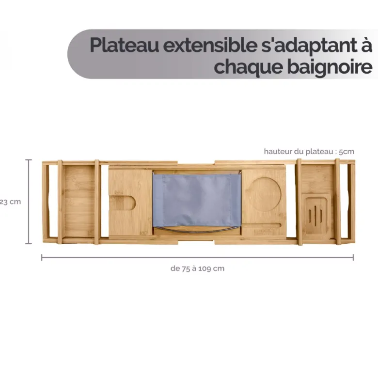 Plateau de baignoire en bambou
